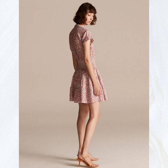 Rebecca Taylor Short Sleeve Eva Smocked Floral Mini Dress - Picture 4 of 14